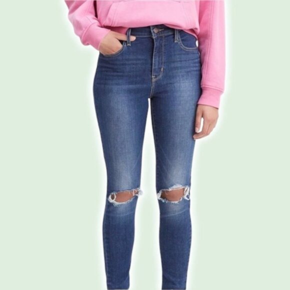 LEVI'S Premium 720 High Rise Super Skinny Jeans Size 26 Distressed Ripped - Picture 1 of 8